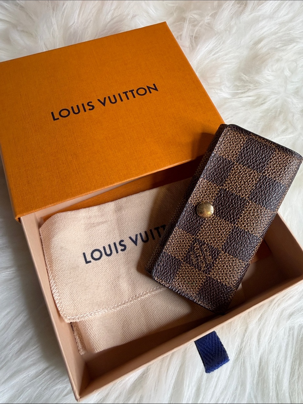 Louis Vuitton Damier Ebene Key & Card Holder with box and dusty
